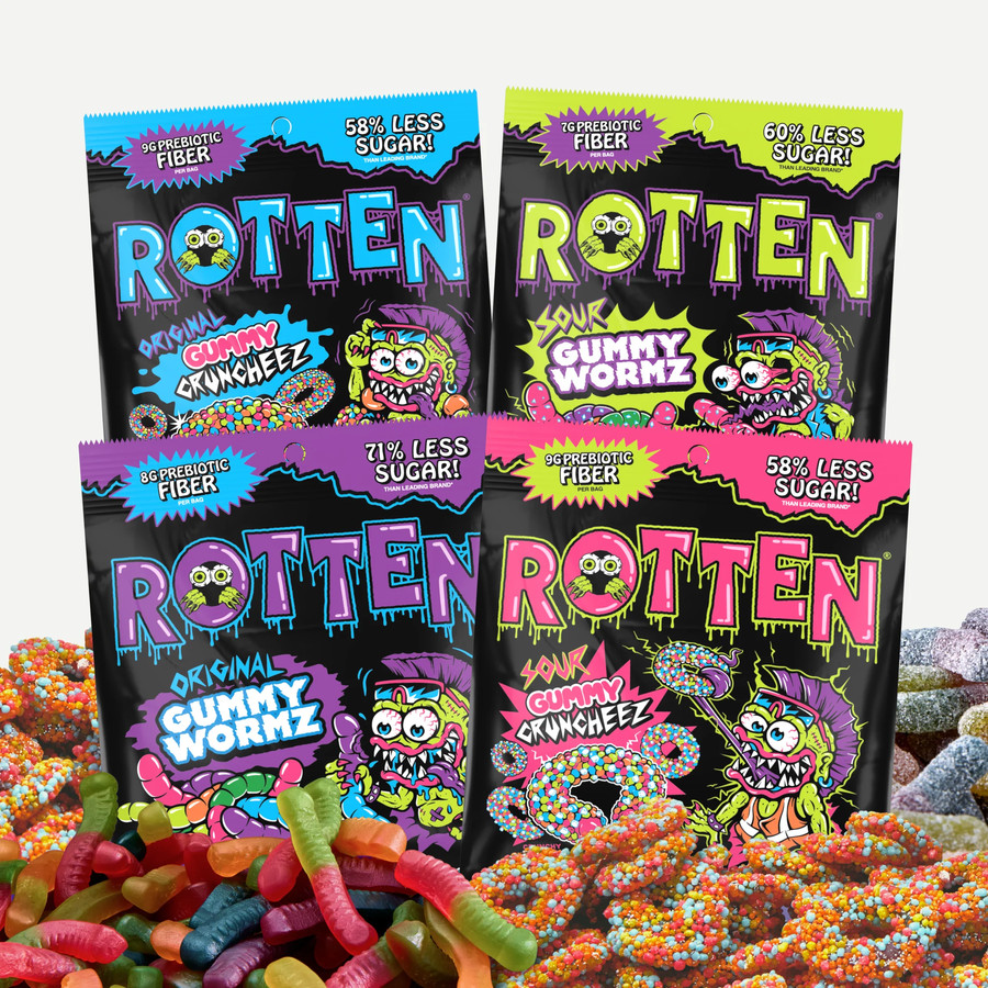 Rotten Gummy Worms — 60% Less Sugar